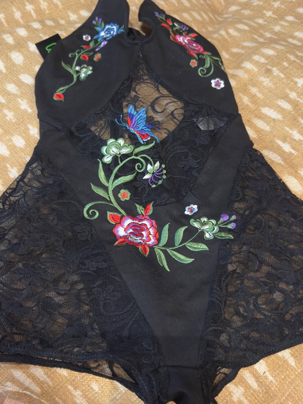 Dolls Kill  Club Exx Black romper  Floral Lace Halter Chemise - Picture 4 of 5